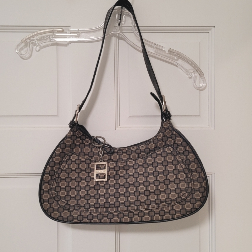 [SOLD] Nine West Fabric Canvas Handbag Purse Brown Black